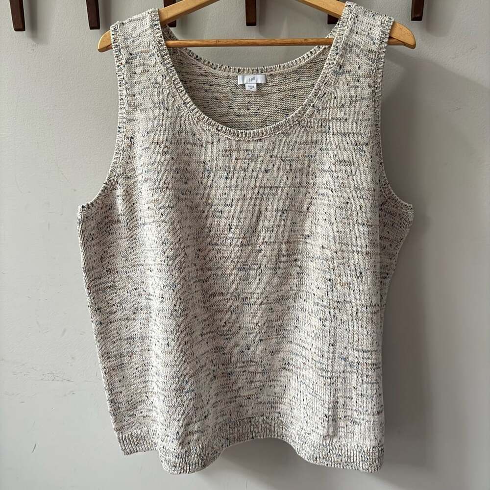 J.Jill Knit Tank Top Size 2X Multicolor Speckled Cotton Blend Sleeveless